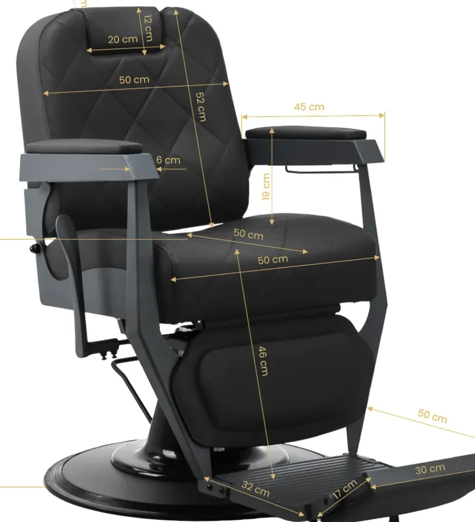 Gabbiano Barber Chair Bruno Black & Graphite Frame