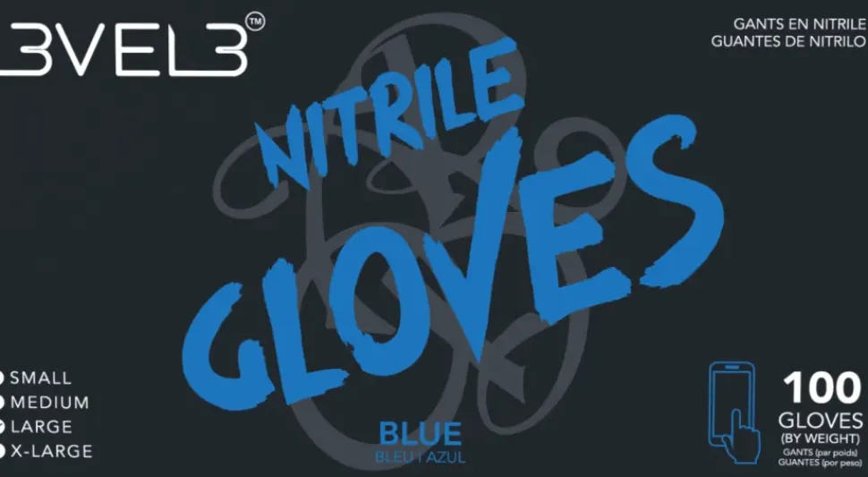 L3VEL3 Blue X-Large Professional Nitrile Gloves 100 Pack
