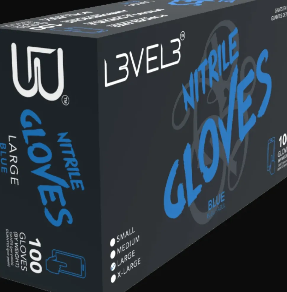 L3VEL3 Blue X-Large Professional Nitrile Gloves 100 Pack