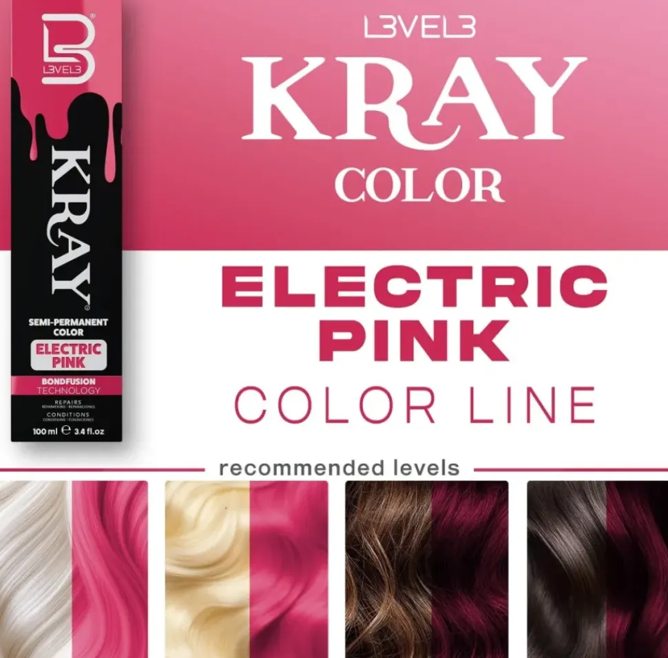 L3VEL3 Kray Electric Pink Semi Permanent Color Tube 100 ml