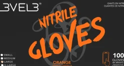 L3VEL3 Orange Large Professional Nitrile Gloves 100 Pack
