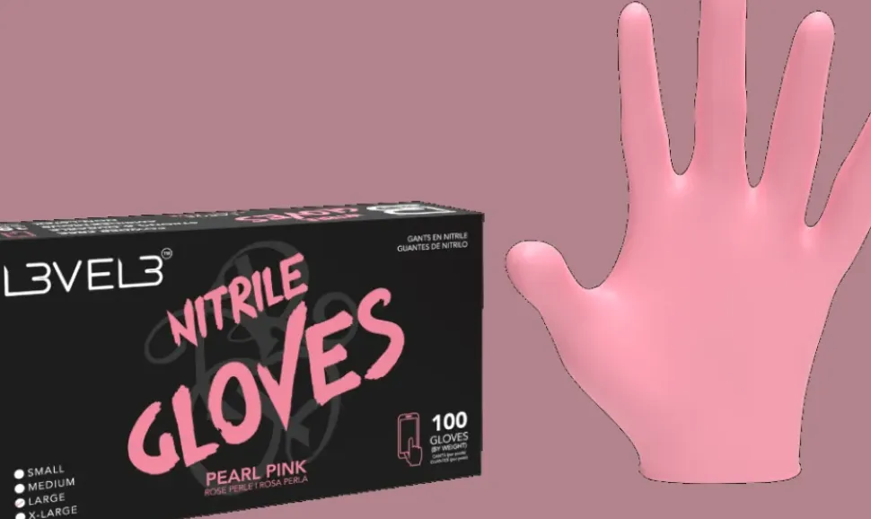 L3VEL3 Pearl Pink Small Professional Nitrile Gloves 100 Pack