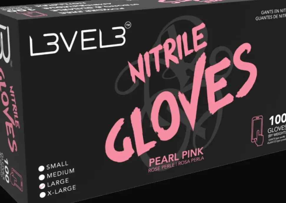 L3VEL3 Pearl Pink Small Professional Nitrile Gloves 100 Pack