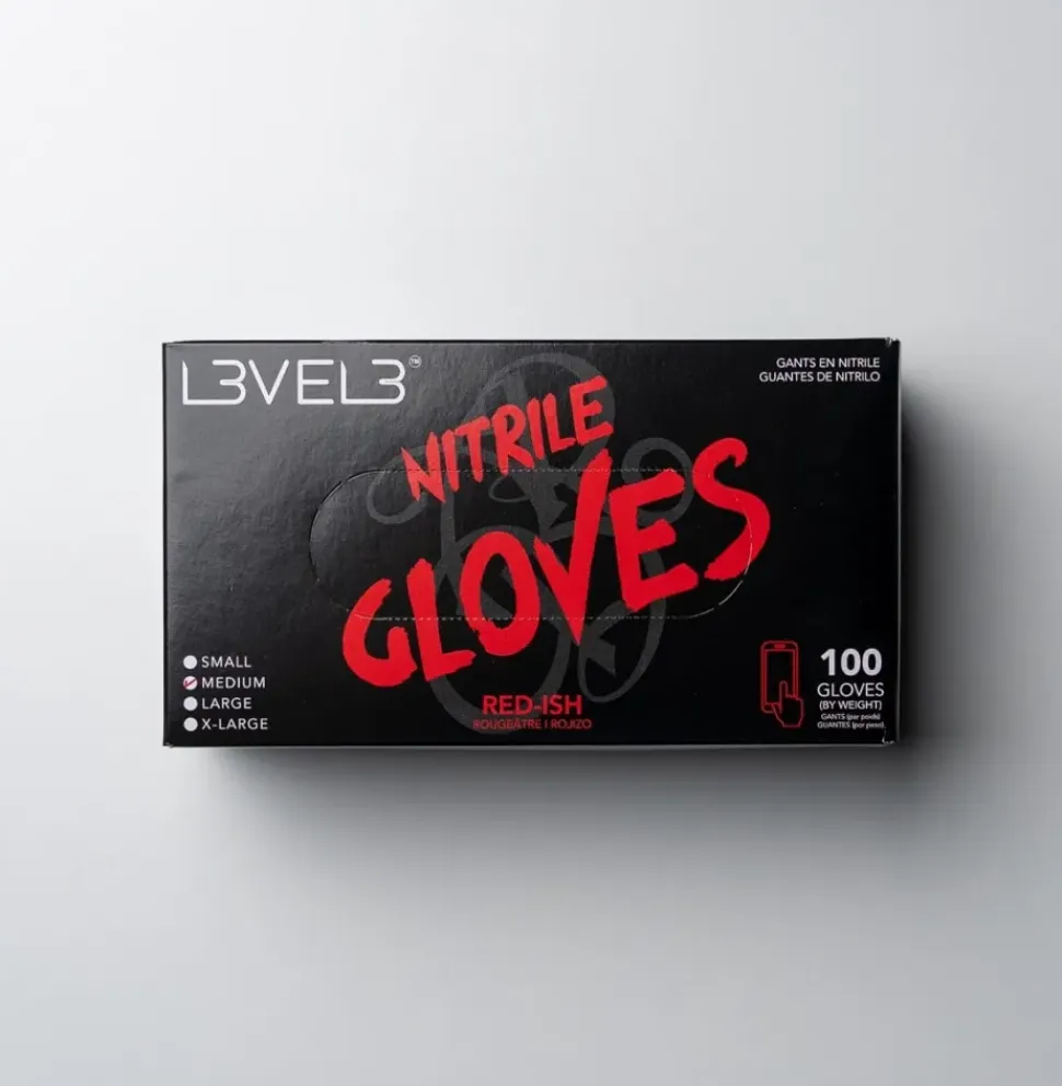 L3VEL3 Red-Ish Large Professional Nitrile Gloves 100 Pack